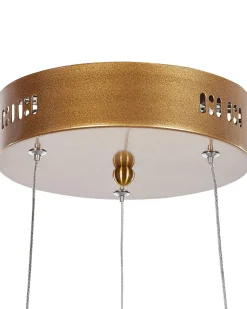 Candeeiro De Teto Com Led Em Metal Dourado Wanli