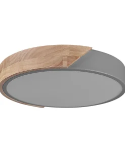 Candeeiro De Teto Com Led Em Metal Cinzento E Castanho Claro 31 Cm Pattani