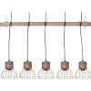 Candeeiro De Teto Cor De Madeira Clara E Bronze Para 5 Lampadas Varada