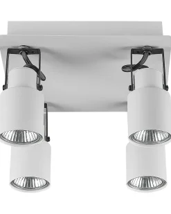 Candeeiro De Teto Em Metal Branco 4 Luzes Bonte