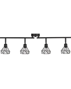 Candeeiro De Teto Em Metal Preto Para 4 Lampadas Erma