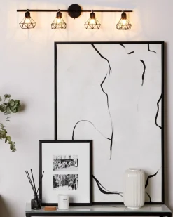 Candeeiro De Teto Em Metal Preto Para 4 Lampadas Erma