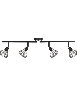 Candeeiro De Teto Em Metal Preto Para 4 Lampadas Erma