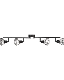 Candeeiro De Teto Em Metal Preto Para 4 Lampadas Erma