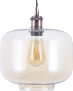 Candeeiro De Teto Em Metal E Vidro Cor De Cobre Lanata