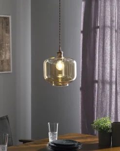 Candeeiro De Teto Em Metal E Vidro Cor De Cobre Lanata