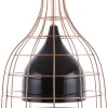 Candeeiro De Teto Em Metal Preto Em Gaiola Cor De Cobre Tresa