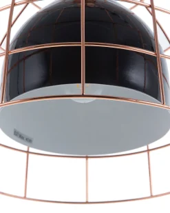 Candeeiro De Teto Em Metal Preto Em Gaiola Cor De Cobre Tresa