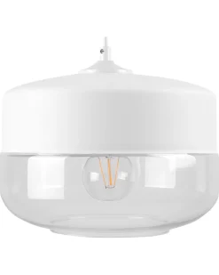 Candeeiro De Teto Em Metal Branco Com Vidro Murray