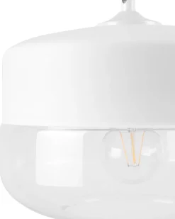 Candeeiro De Teto Em Metal Branco Com Vidro Murray