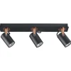 Candeeiro De Teto Em Metal Preto E Cor De Cobre Para 3 Lampadas Klip