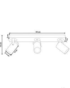 Candeeiro De Teto Em Metal Preto E Branco Para 3 Lampadas Klip
