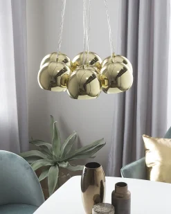 Candeeiro De Teto Em Metal Dourado Olza