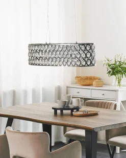 Candeeiro De Teto Em Metal Cromado E Cristal De Acrilico Tenna L