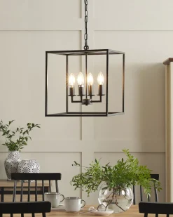 Candeeiro De Teto Em Metal Preto Wanchet