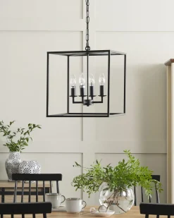 Candeeiro De Teto Em Metal Preto Wanchet