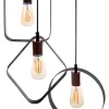 Candeeiro De Teto Em Metal Para 3 Lampadas Preto E Cor De Cobre Vomano