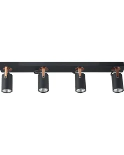 Candeeiro De Teto Em Metal Preto E Cor De Cobre Para 4 Lampadas Klip