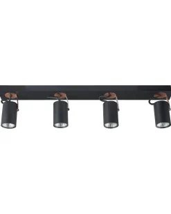 Candeeiro De Teto Em Metal Preto E Cor De Cobre Para 4 Lampadas Klip