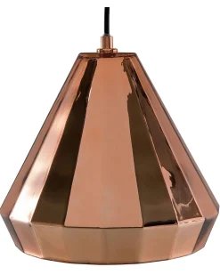 Candeeiro De Teto Em Vidro E Metal Em Cor Cobre Japura