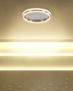 Candeeiro De Teto Led 64 Cm Metal Branco E Dourado Taping