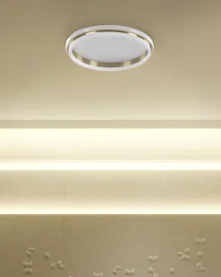 Candeeiro De Teto Led 64 Cm Metal Branco E Dourado Taping