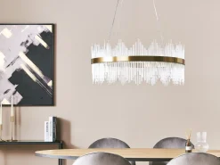Candeeiro De Teto Led Em Cristal Dourado Yorkin