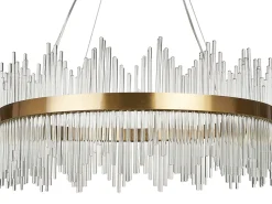 Candeeiro De Teto Led Em Cristal Dourado Yorkin