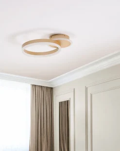 Candeeiro De Teto Led Em Metal Dourado Glyde