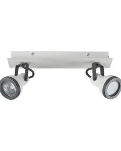 Candeeiro De Teto Metal Preto E Branco 2 Luzes Baro