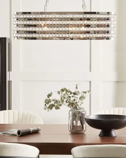 Candeeiro De Teto Metal Prateado E Cristal Cavone