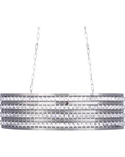 Candeeiro De Teto Metal Prateado E Cristal Cavone