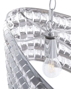 Candeeiro De Teto Metal Prateado E Cristal Cavone