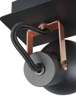 Candeeiro De Teto Metal Preto E Cor De Cobre 2 Luzes Baro