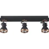 Candeeiro De Teto Metal Preto E Cor De Cobre 3 Luzes Baro