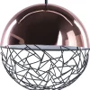 Candeeiro De Teto Metalico Cor De Cobre E Preto Padma