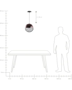 Candeeiro De Teto Metalico Cor De Cobre E Preto Padma