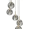Candeeiro De Teto Para 5 Luzes Em Vidro Transparente E Bronze Ralfes