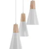 Candeeiro De Teto Para 3 Lampadas Em Metal E Madeira Branco Ticino