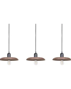 Candeeiro De Teto Para 3 Lampadas Em Madeira Escura Manjeera