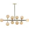 Candeeiro De Teto Para 10 Lampadas Dourado Ramis