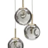 Candeeiro De Teto Para 3 Luzes Em Vidro Transparente E Bronze Ralfes