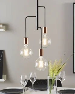 Candeeiro De Teto Para 3 Lampadas Preto Bogna