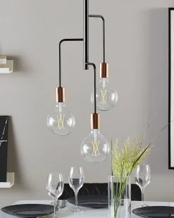 Candeeiro De Teto Para 3 Lampadas Preto Bogna