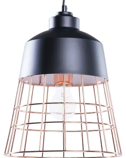 Candeeiro De Teto Preto Com Aros Cor De Cobre Monte