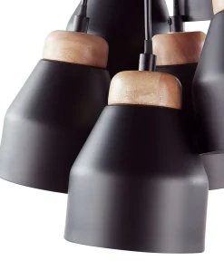 Candeeiro De Teto Preto Com 6 Unidades Cestos