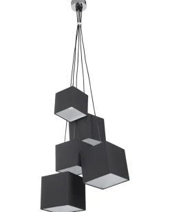 Candeeiro De Teto Preto Com 5 Abajures Em Forma De Cubo Mesta