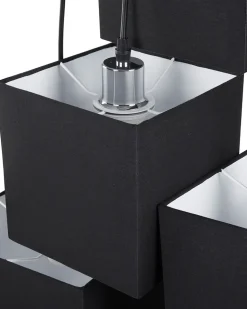 Candeeiro De Teto Preto Com 5 Abajures Em Forma De Cubo Mesta