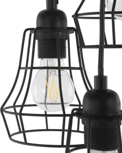 Candeeiro De Teto Preto Com 3 Unidades Pecwan