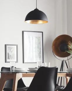 Candeeiro De Teto Preto E Dourado Cetina